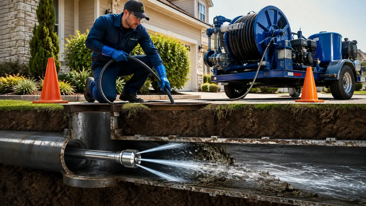 Main Sewer Line Hydro Jet Cleaning in Brentwood